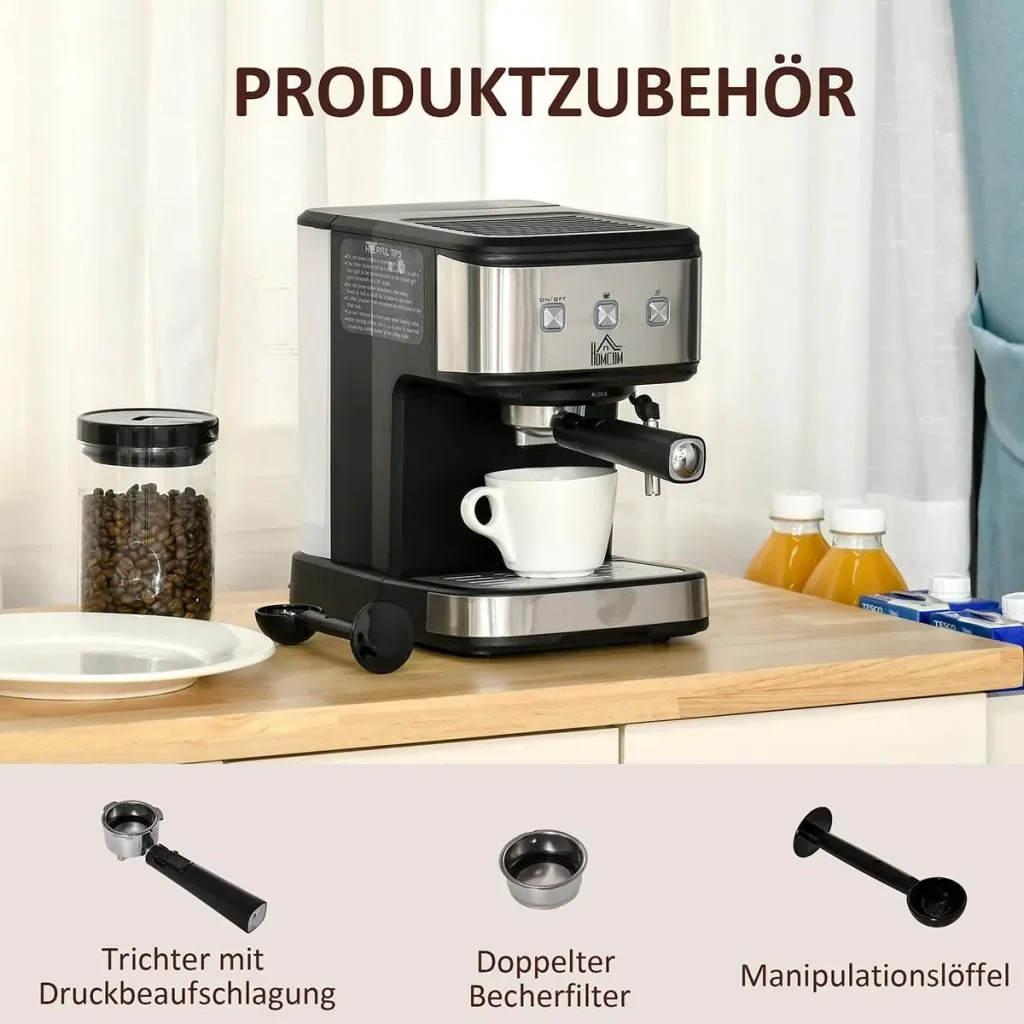 Espresso machine coffee machine made of stainless steel portafilter machine with milk frother 1.5L water tank 15 bar for espresso C