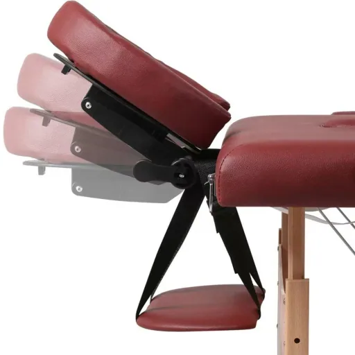 Foldable massage table 3 zones with wooden frame (red)
