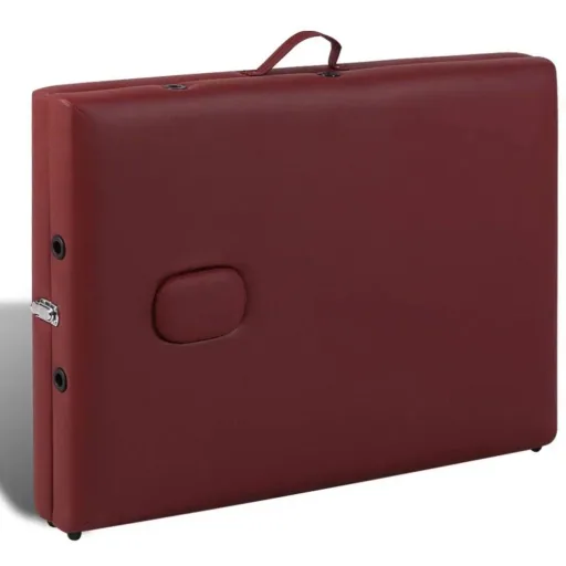 Foldable massage table 3 zones with wooden frame (red)