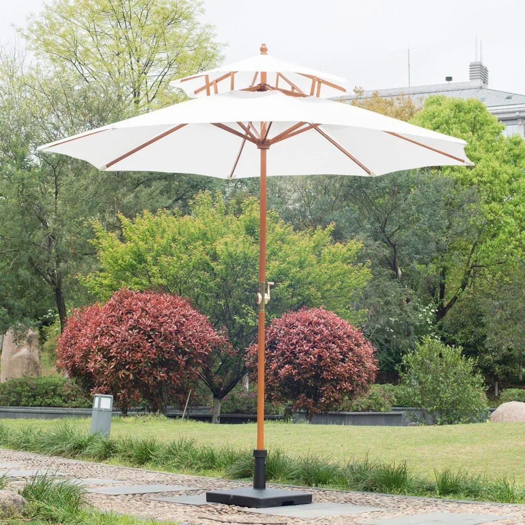 Wooden parasol garden parasol balcony parasol double roof 2.7m