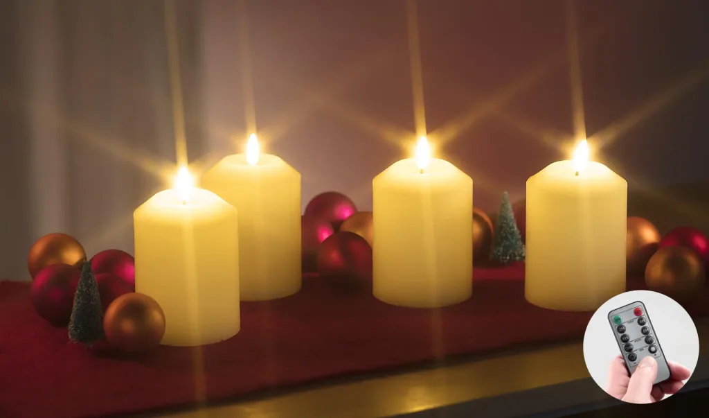LED candle set of 4 cream