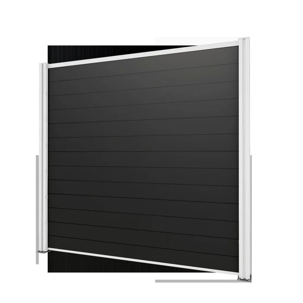 Privacy screen base element, white, 2.02 x 1.86 m, WPC boards grey