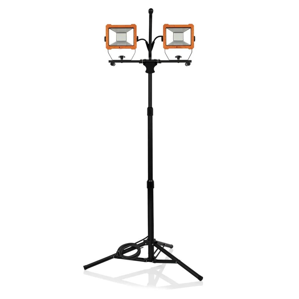 LED tripod double spotlight with 2 x 30 watts and 2400 lumens