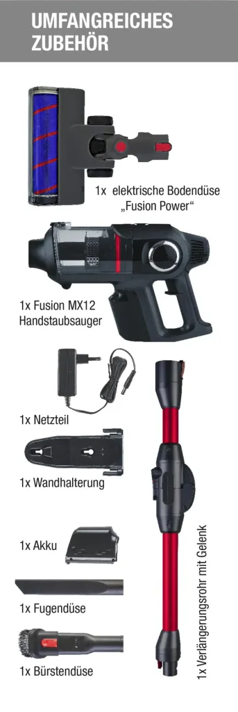 Cyclone hand and floor vacuum cleaner "MX 12" Redline with 2 HEPA filters - Exclusively at Westfalia