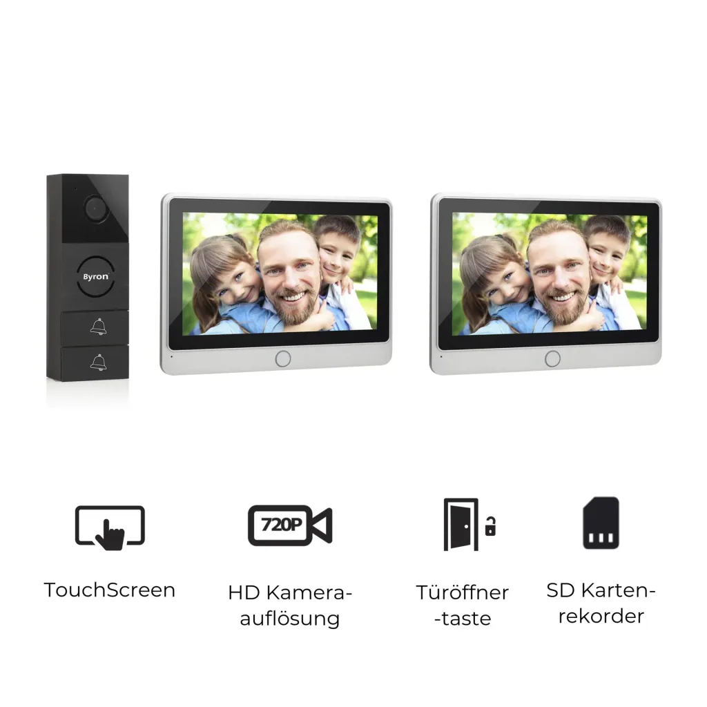 Video intercom 7 inch touchscreen 2 screens