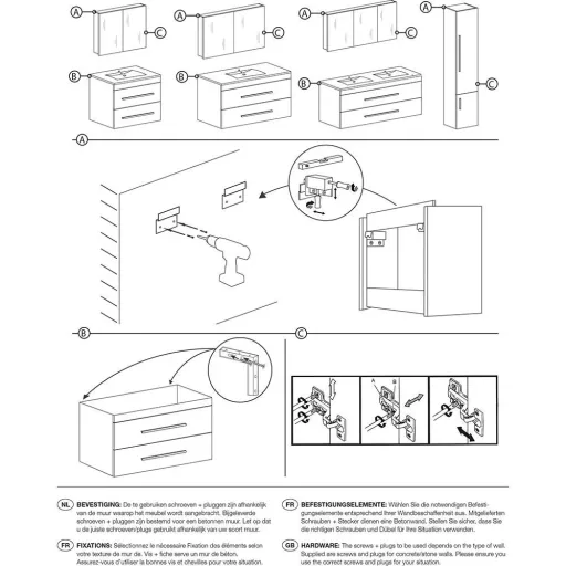 Bathroom furniture Style 100cm left - black oak