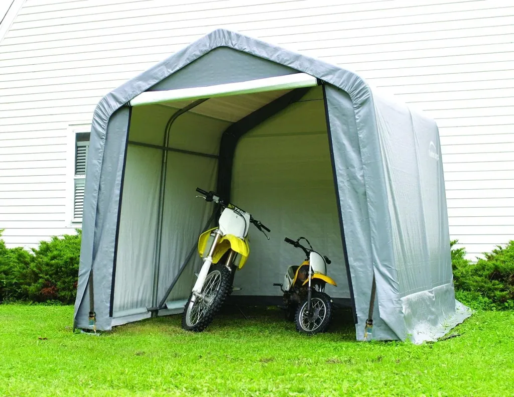 Foliegereedschapshuis 5,76 m², grijs, 240×240 cm – DuPont-stalen frame, weerbestendig