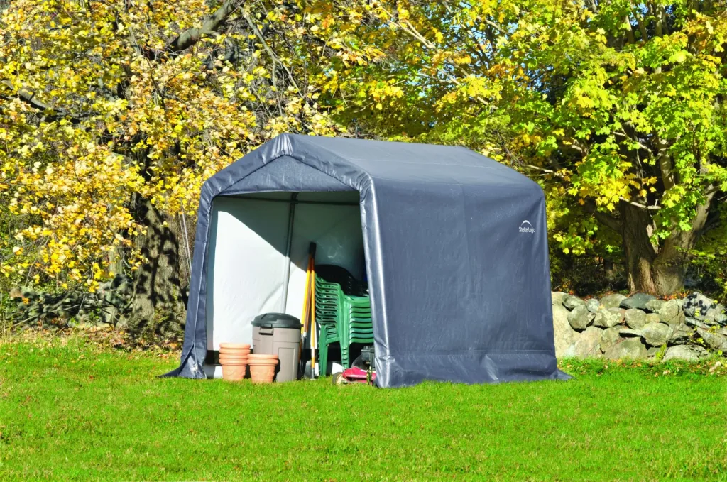 Foliegereedschapshuis 5,76 m², grijs, 240×240 cm – DuPont-stalen frame, weerbestendig
