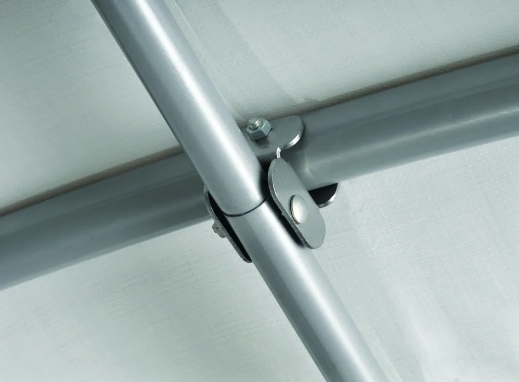 Foliegereedschapshuis 5,76 m², grijs, 240×240 cm – DuPont-stalen frame, weerbestendig