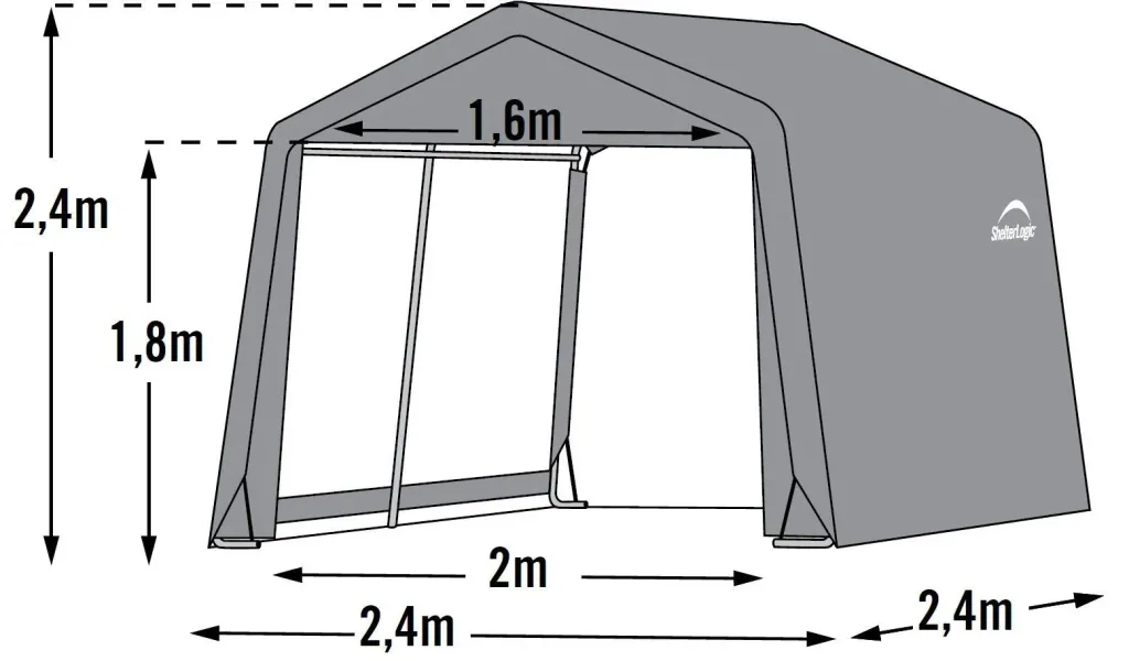 Foliegereedschapshuis 5,76 m², grijs, 240×240 cm – DuPont-stalen frame, weerbestendig