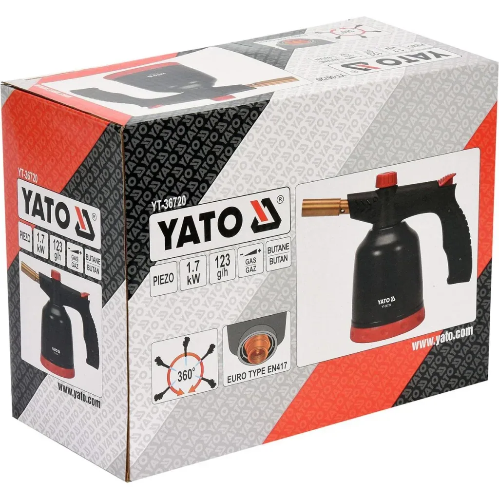 Soldering torch / gas burner - 360° rotatable - piezo ignition