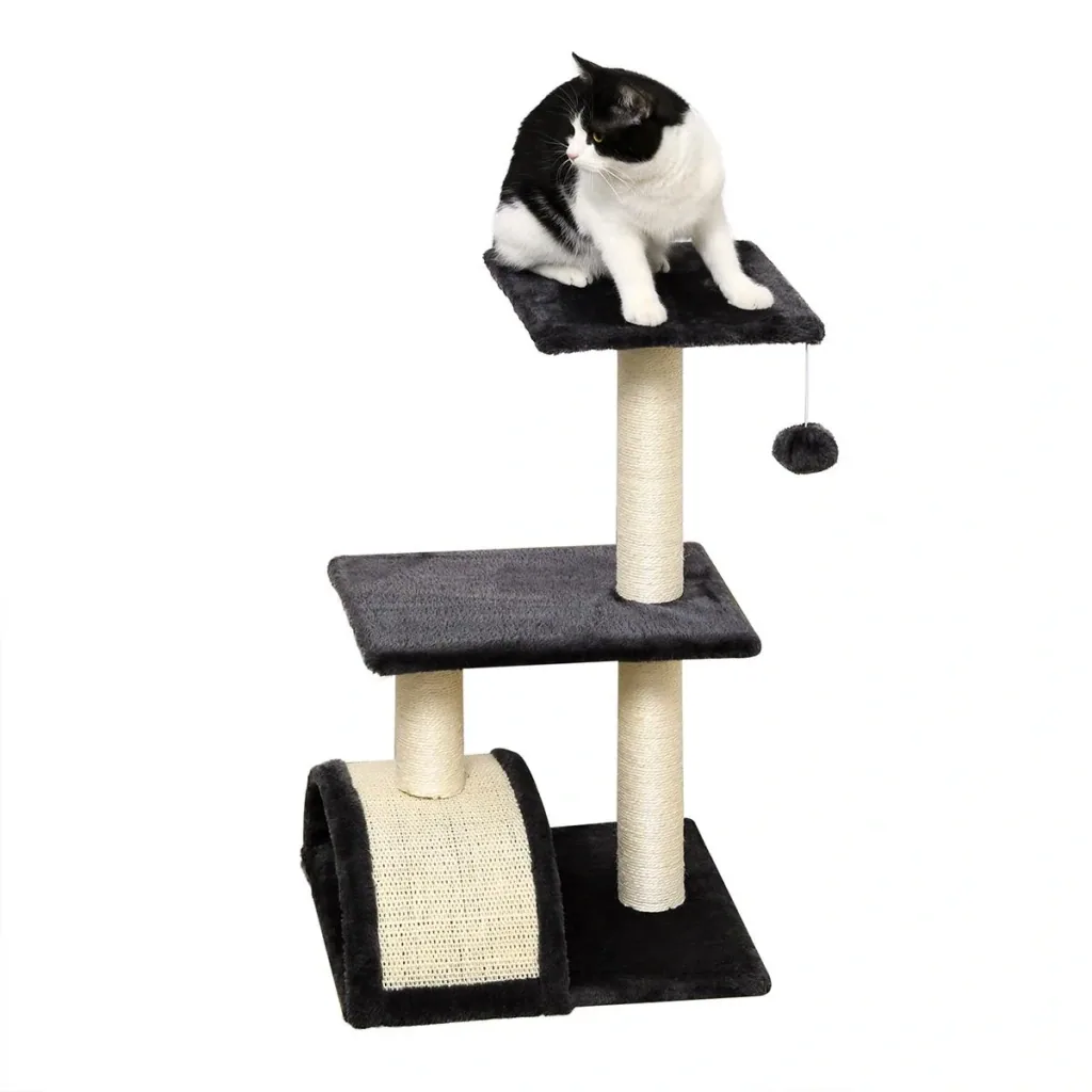 Scratching post with scratching board, cat tree, climbing tree for cats E1 MDF, sisal plush, dark grey, 40 x 35 x 72 cm