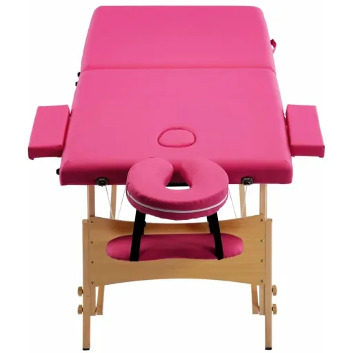 Massage table foldable 2 zones wood pink