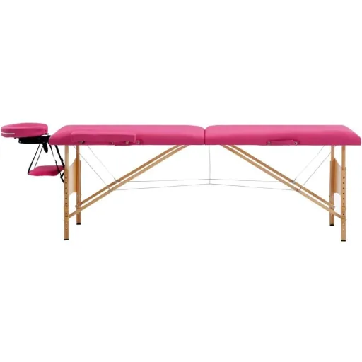 Massage table foldable 2 zones wood pink