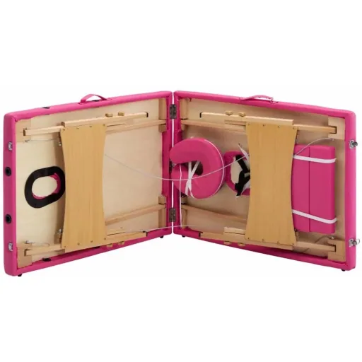 Massage table foldable 2 zones wood pink