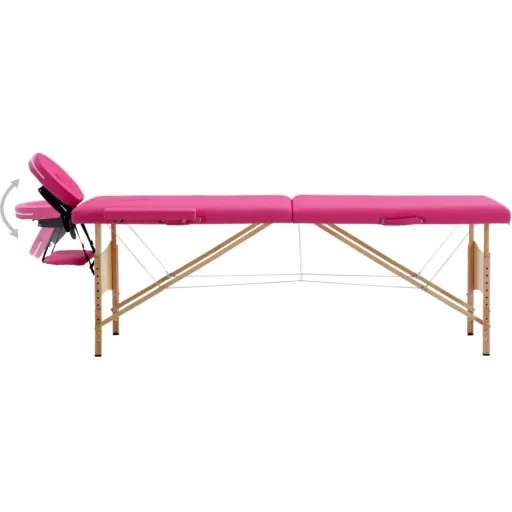 Massage table foldable 2 zones wood pink