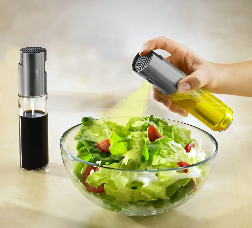 Vinegar and oil dispenser, spray bottle "Vinegar-Oil Clou", steel/glass 1 piece