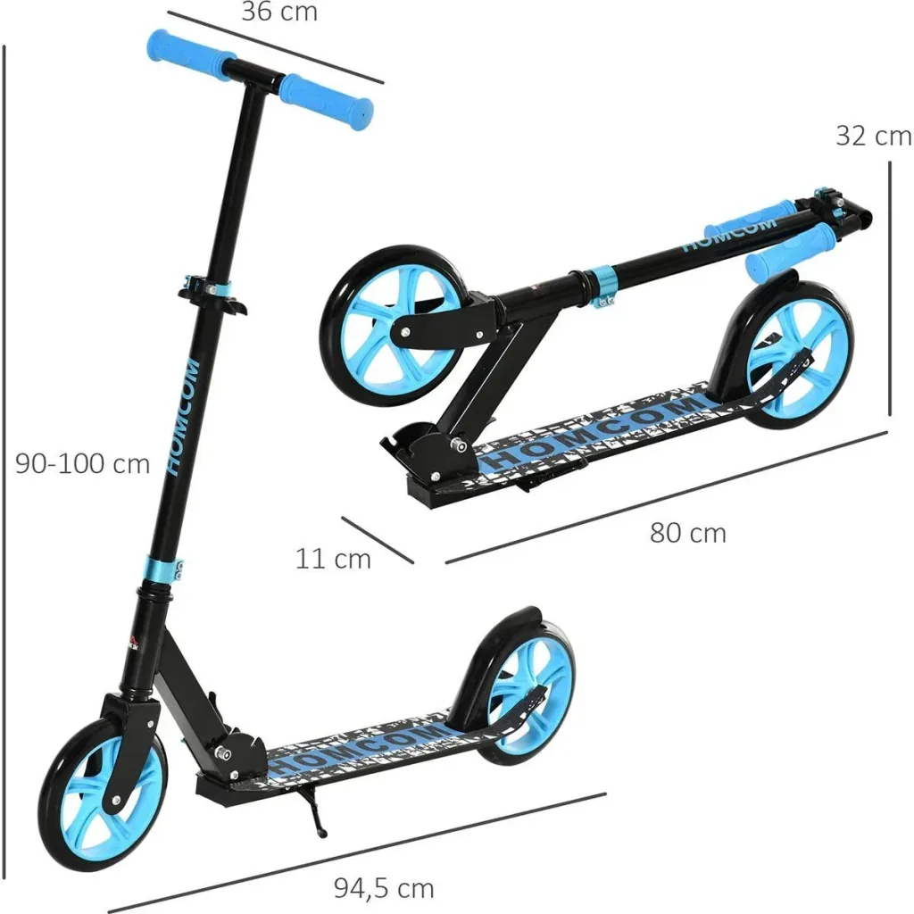 Children's scooter foldable kick scooter with rear brakes for 14+ youth scooter height adjustable wheels 200 mm up to 100 kg b