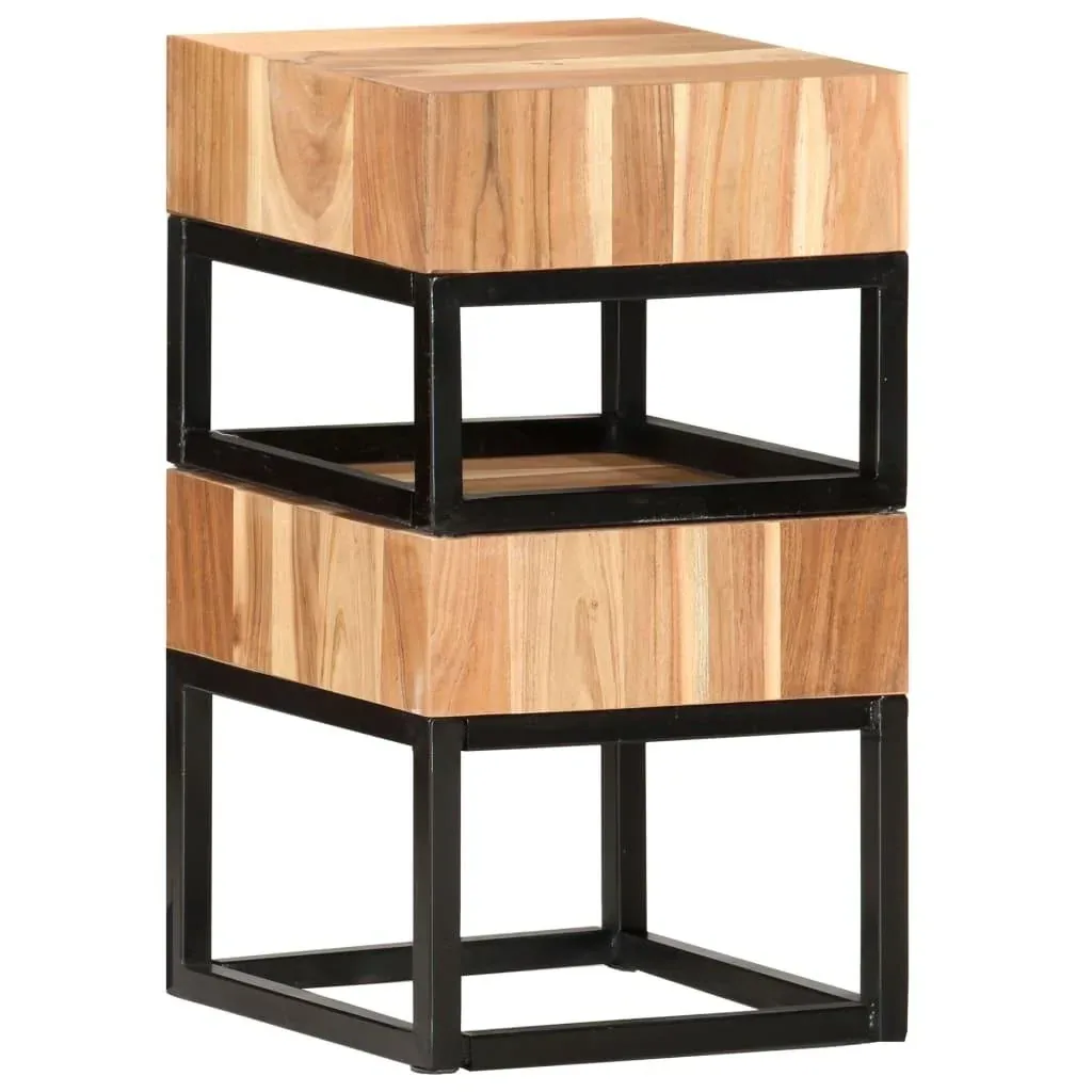 Side tables 2-piece made of solid acacia wood