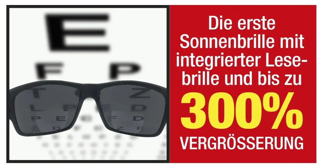 Sun reading glasses with 300% magnification