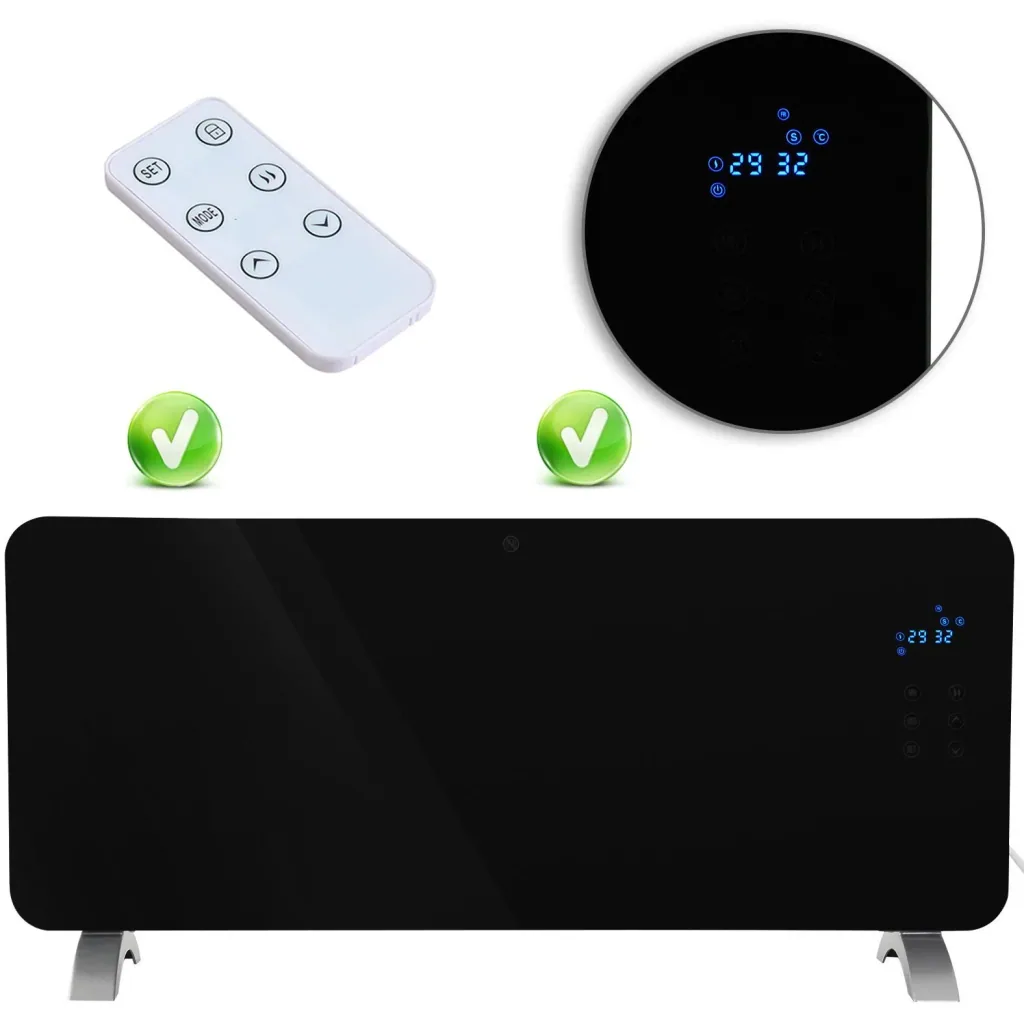 Heater Radiator Floor or Wall Mounted Timer with Remote Control 1000/2000W Black