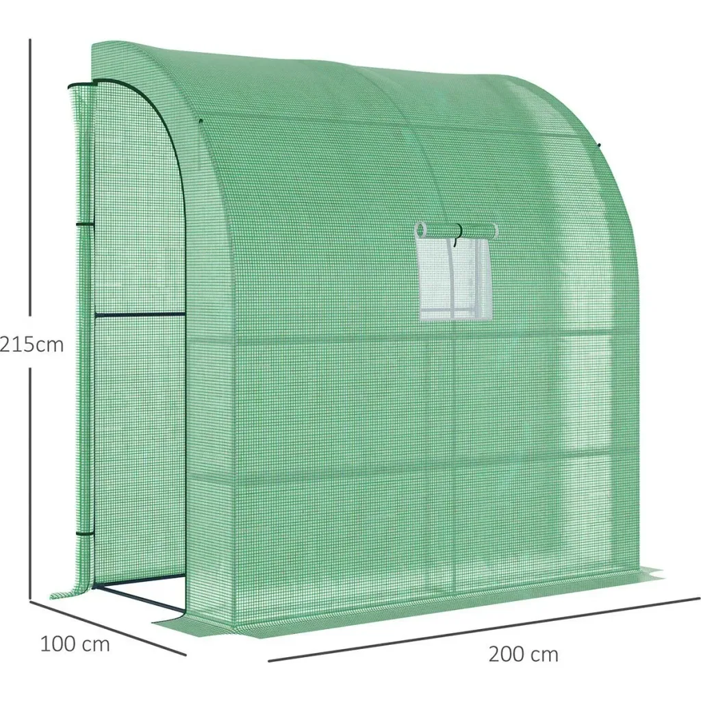 Polytunnel greenhouse with 2 doors plant cultivation UV protection steel PE green 200 x 100 x 213 cm