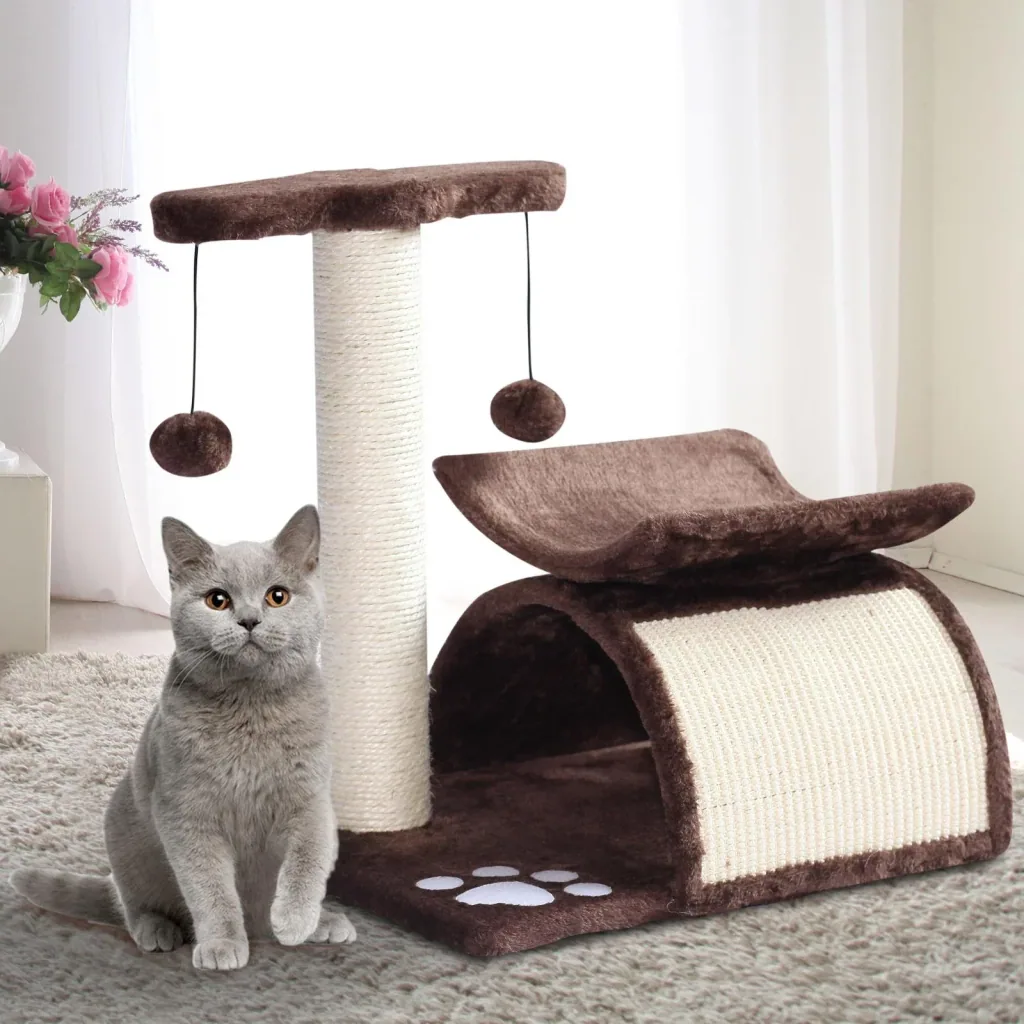 Cat scratching post with ball