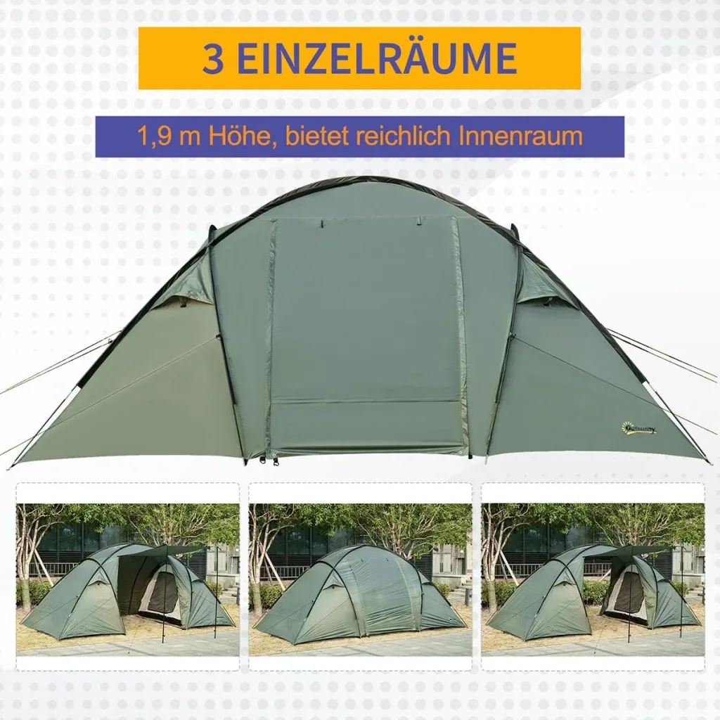 Camping tent for 4-5 people green