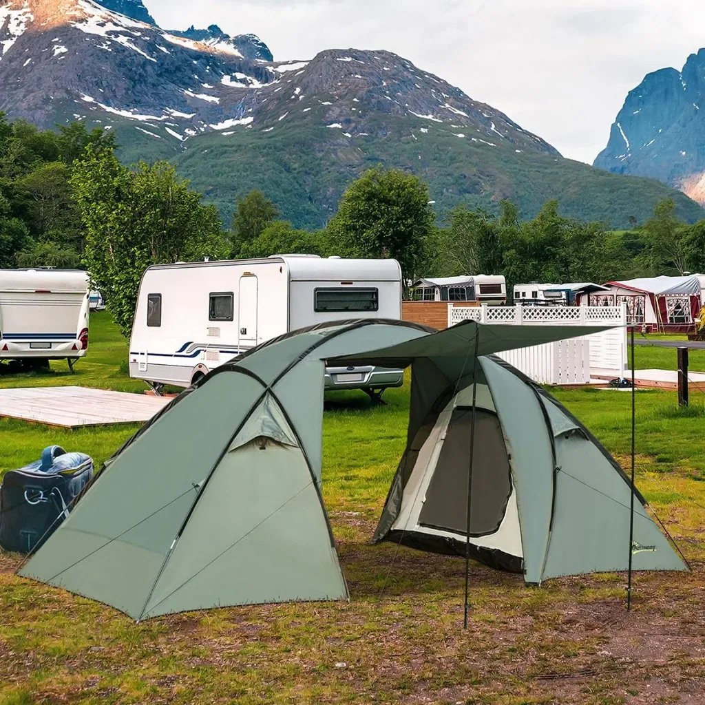Camping tent for 4-5 people green