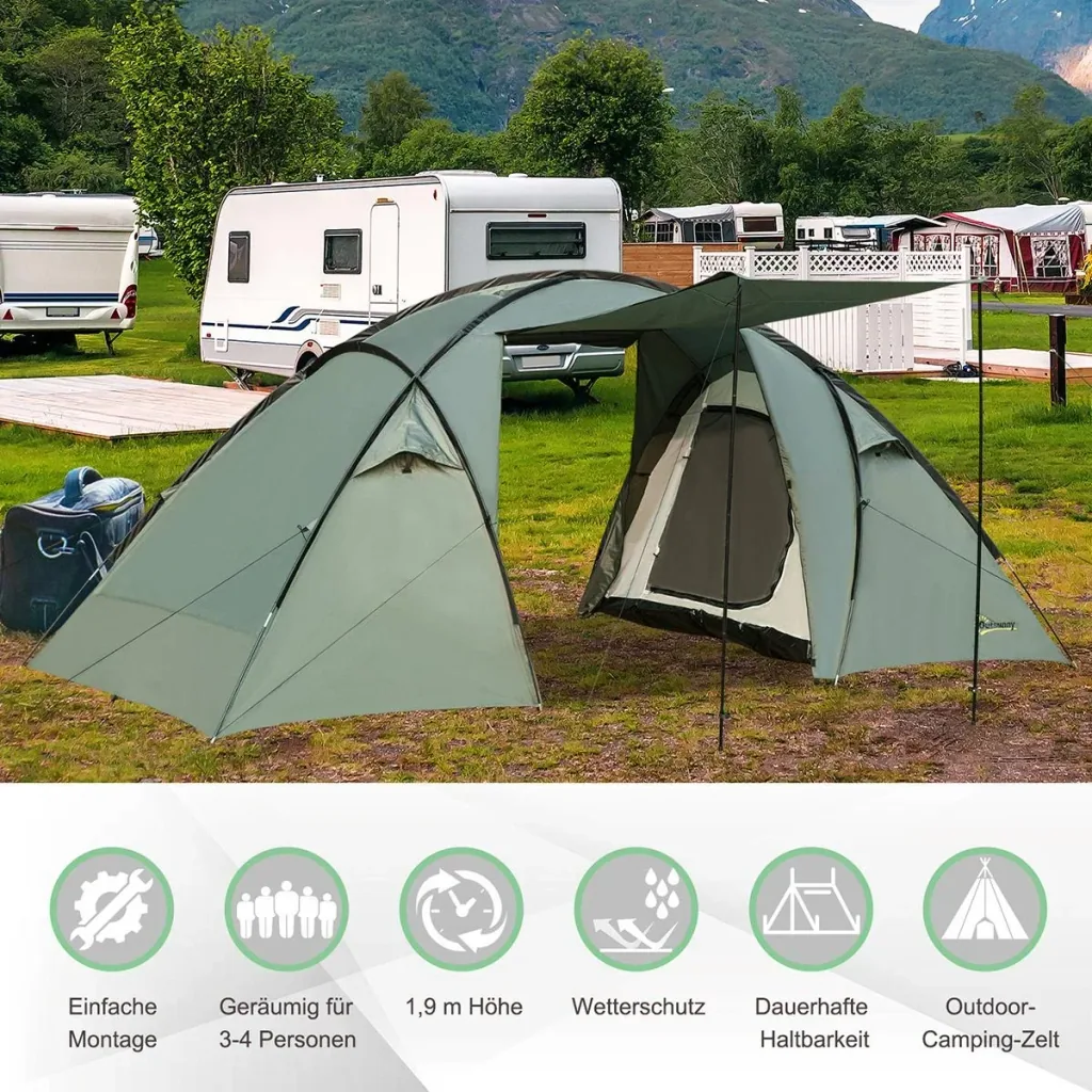 Camping tent for 4-5 people green