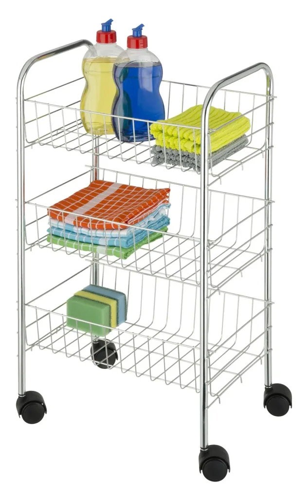 Trolley "Florence", with 3 shelves, silver-colored