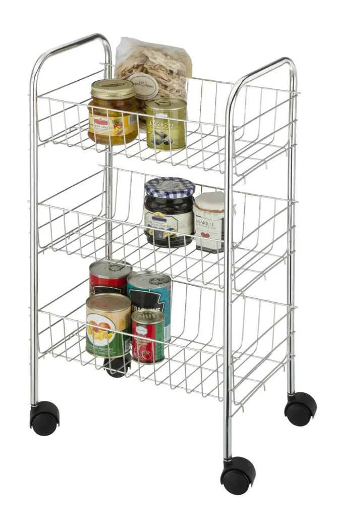 Trolley "Florence", with 3 shelves, silver-colored