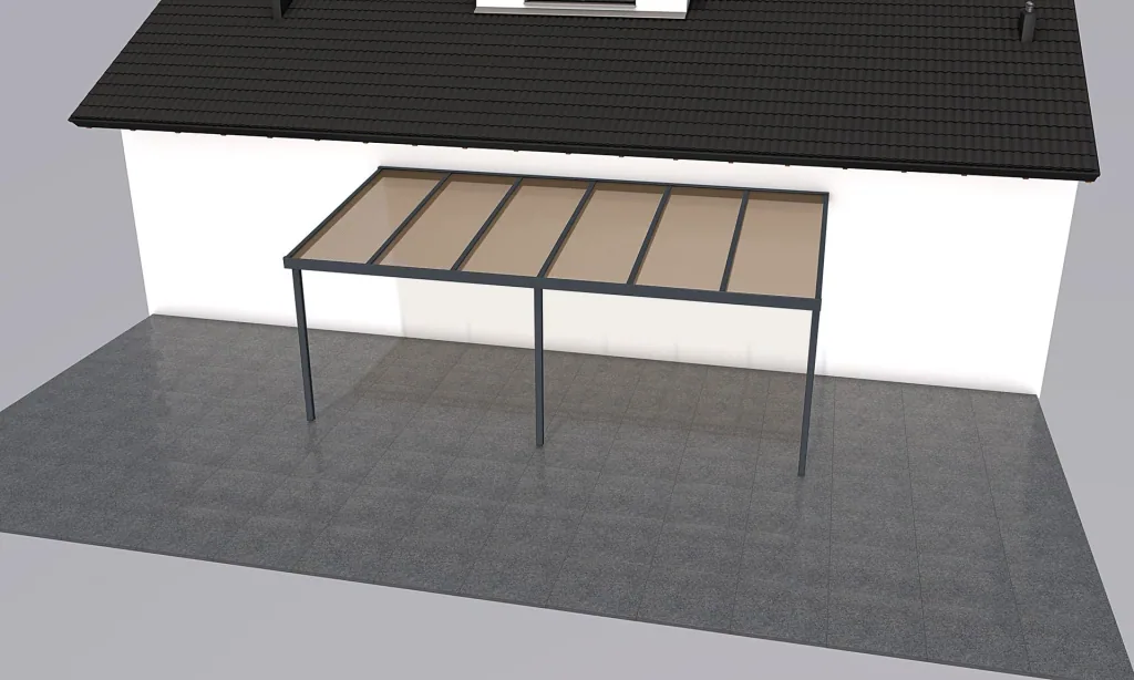 Patio roof Premium, anthracite, 6110 x 3060 mm - Polycarbonate multi-wall sheets 16 mm, bronze