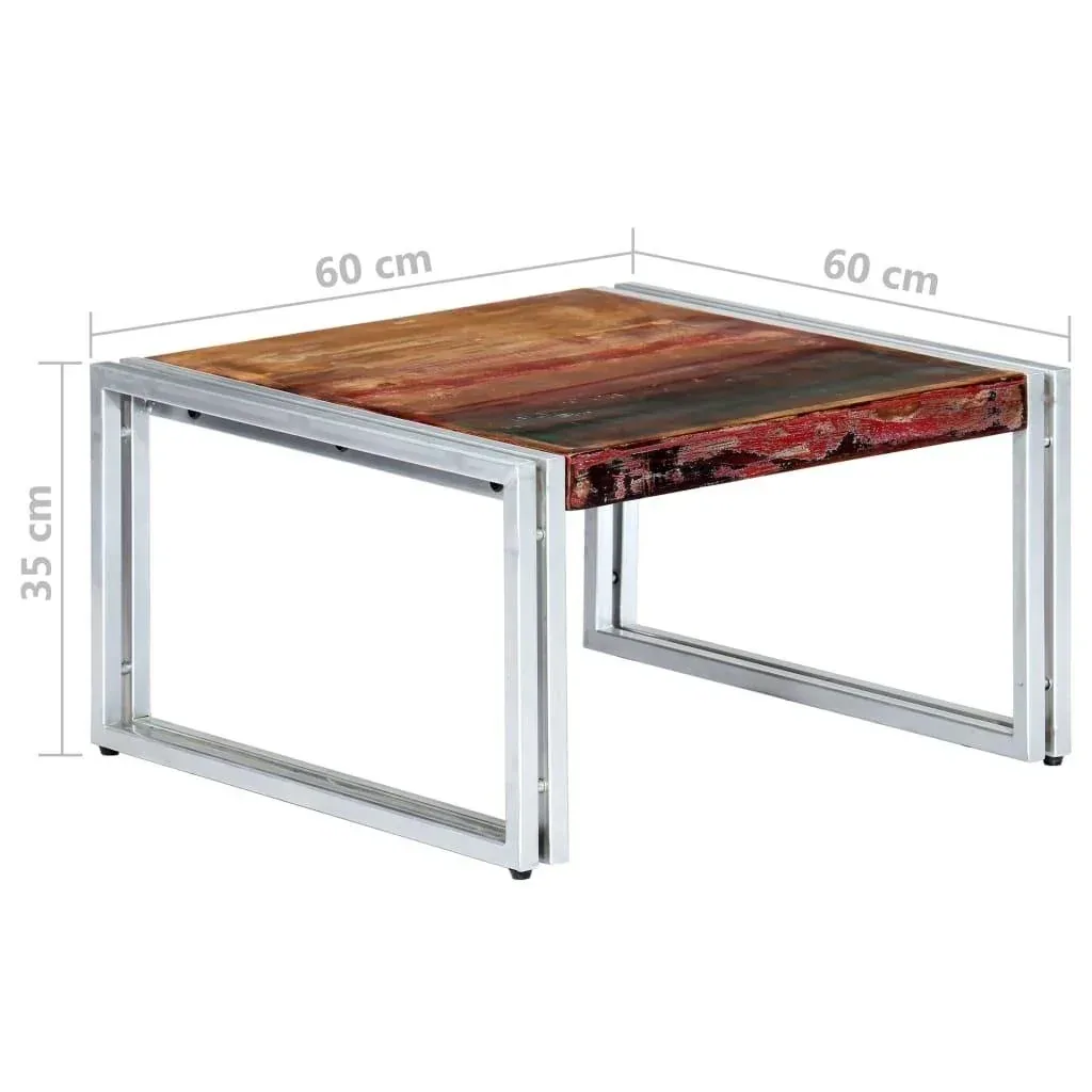 Coffee table 60x60x35 cm made of solid recycled wood