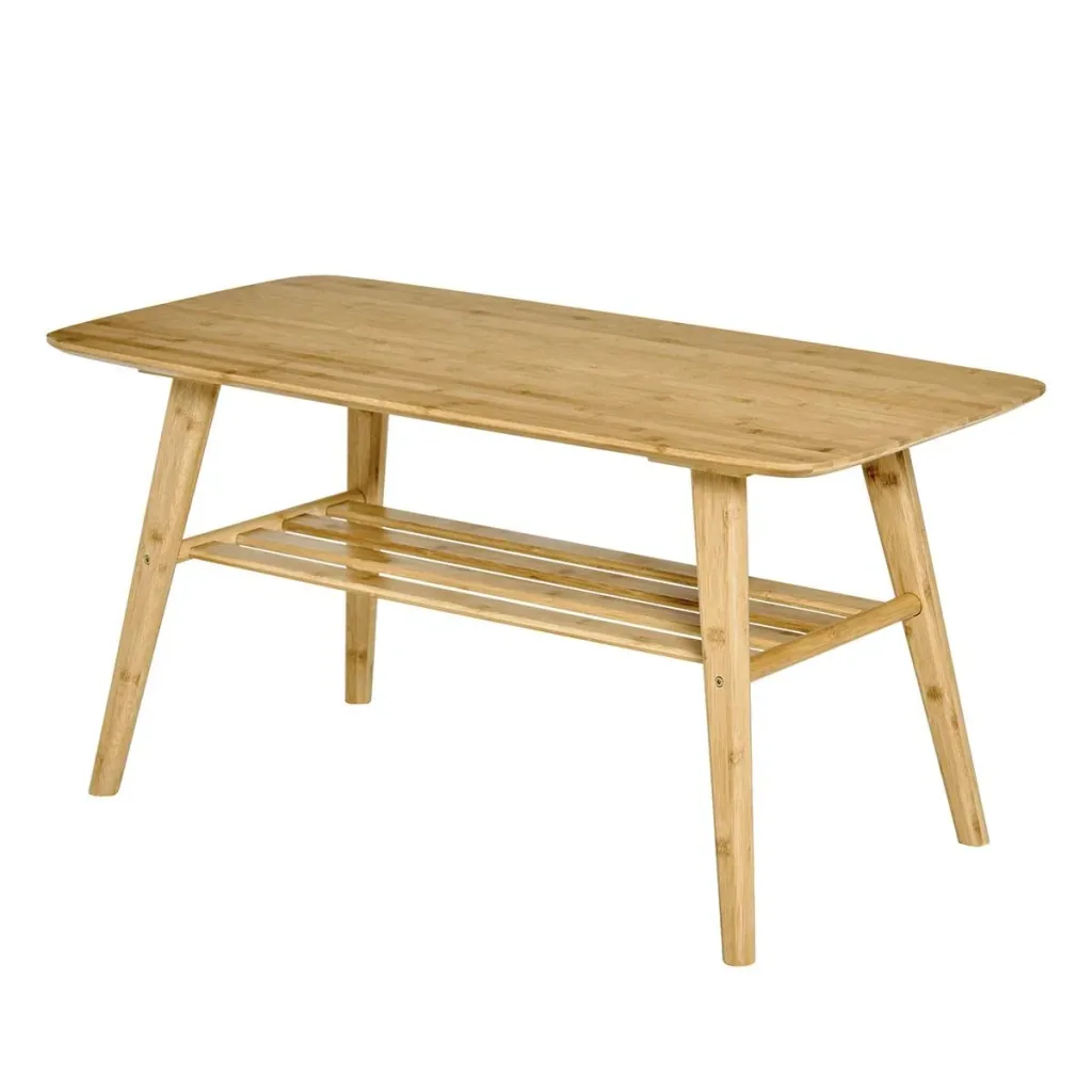 Coffee table side table bamboo table table living room table coffee table with shelf minimalist stable bamboo natural wood
