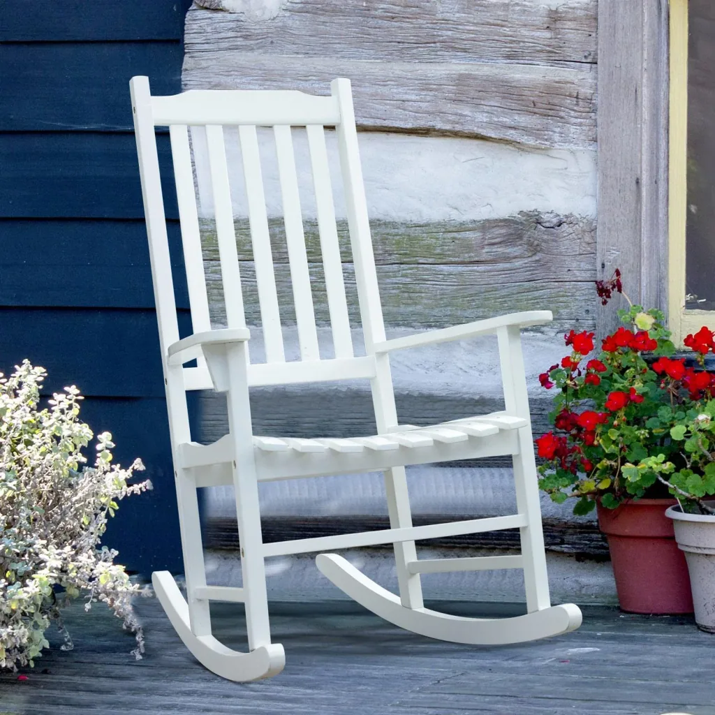 Rocking chair garden furniture relax chair swing chair acacia wood ergonomic white