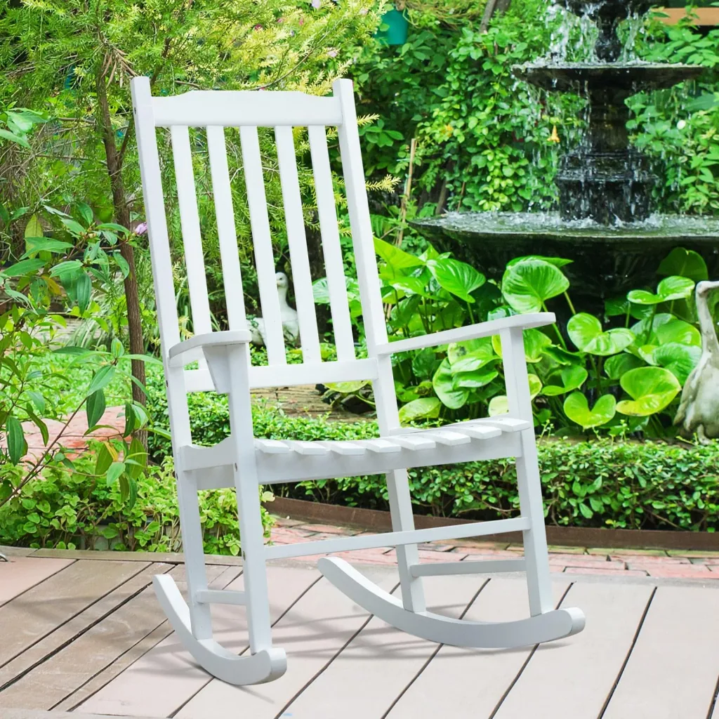 Rocking chair garden furniture relax chair swing chair acacia wood ergonomic white