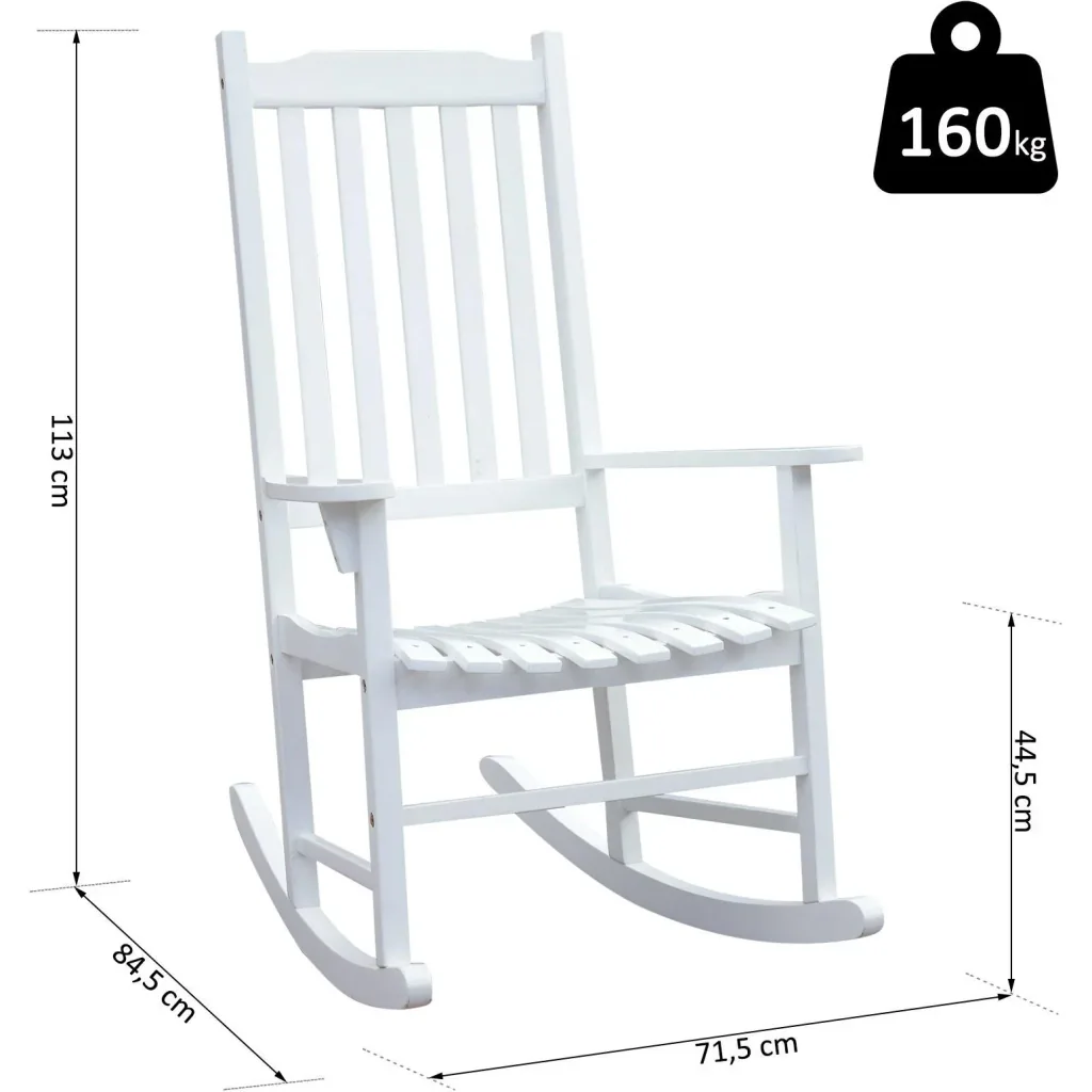 Rocking chair garden furniture relax chair swing chair acacia wood ergonomic white