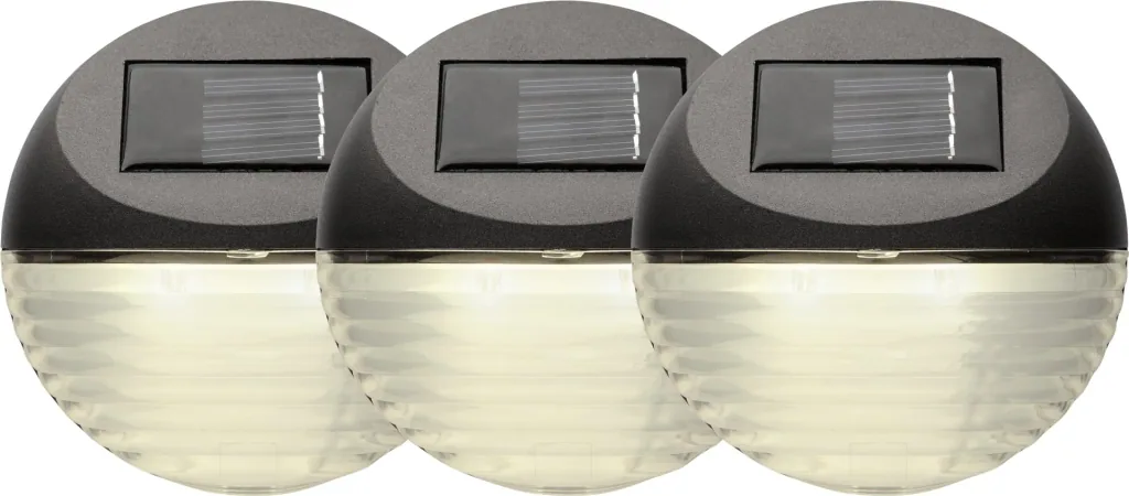 LED solar wall lights "Fency" in a set of 3