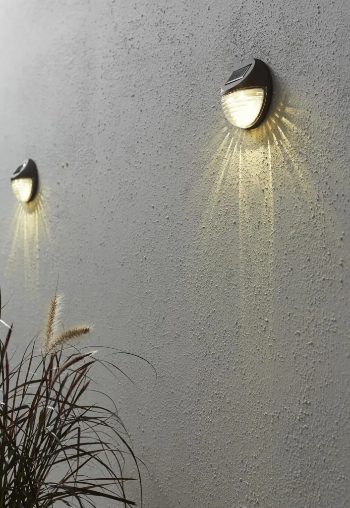 LED solar wall lights "Fency" in a set of 3