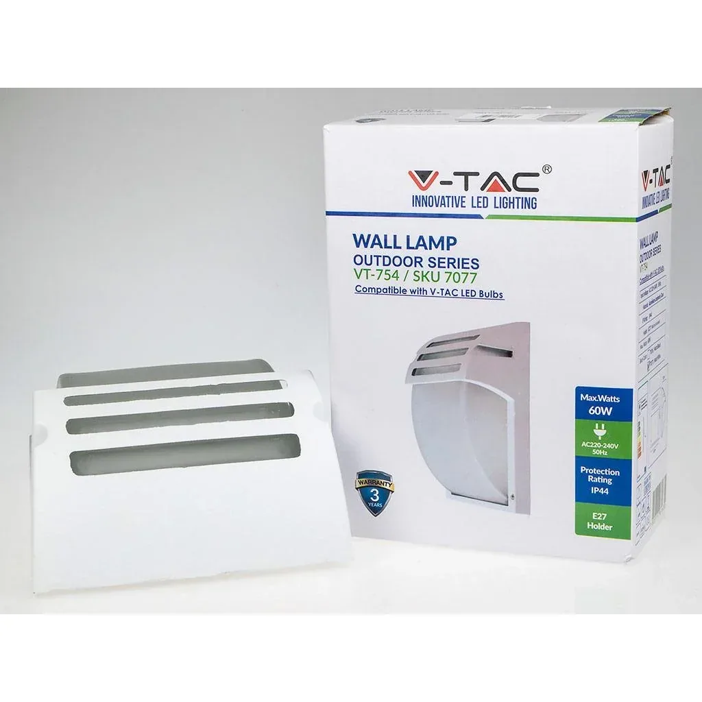 VT-754 Wall light - White - E27 socket - Frosted glass