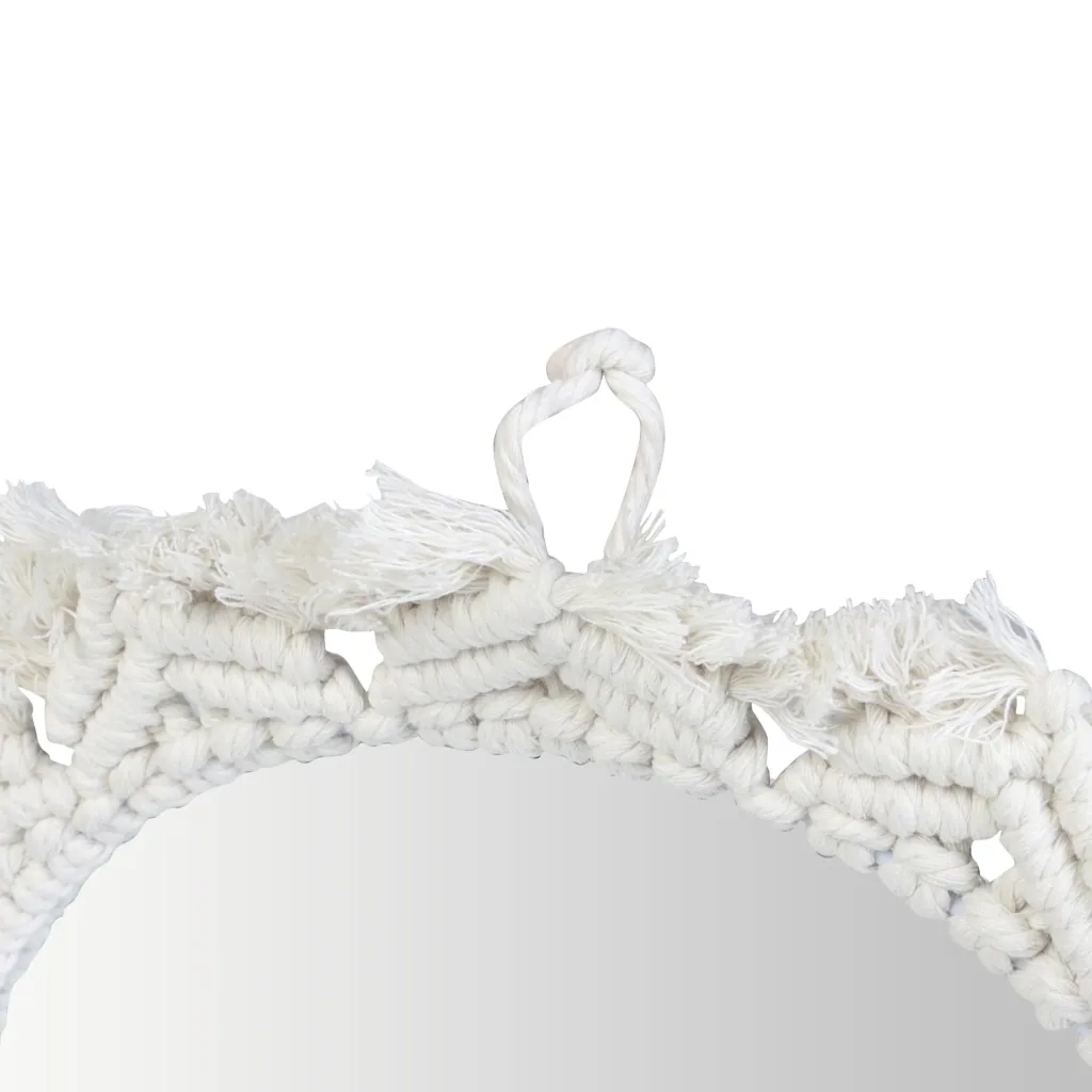 Wall mirror with cotton rope border