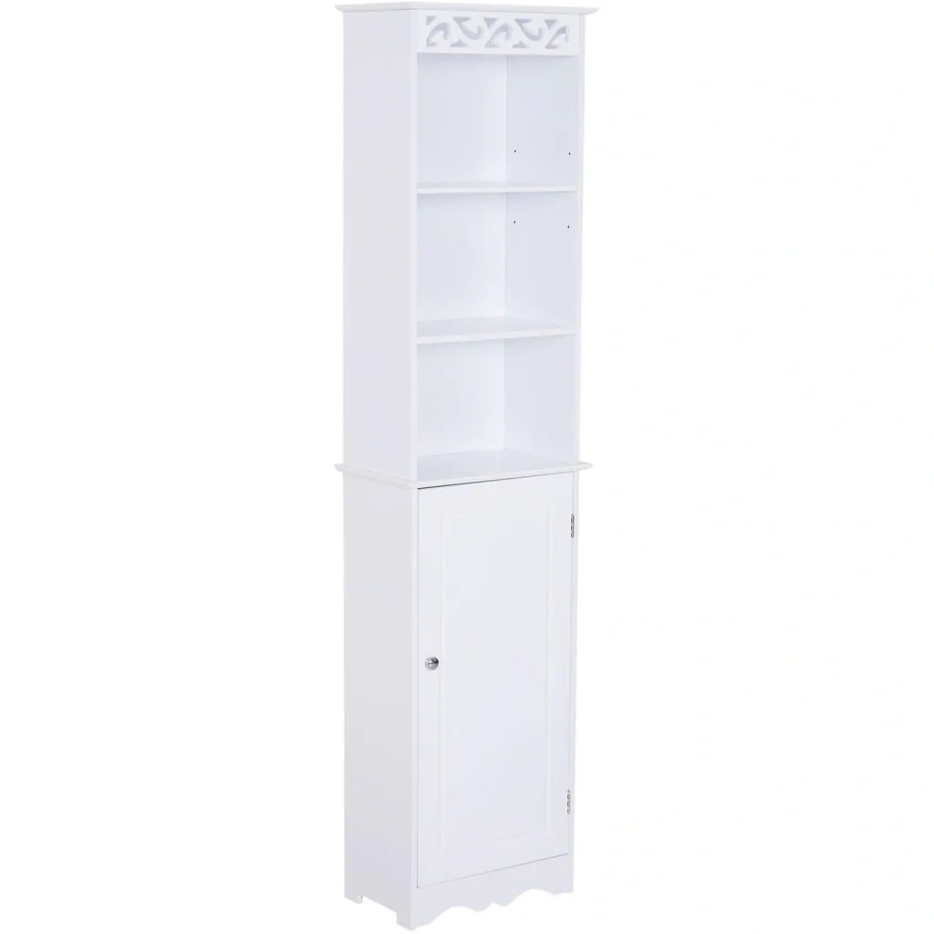 Bathroom cabinet laundry cabinet standing shelf storage 6 compartments MDF white 40 x 23 x 160 cm