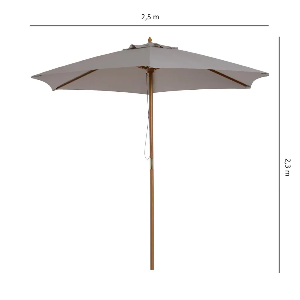 Parasol awning 3-stage bamboo 180/ polyester grey