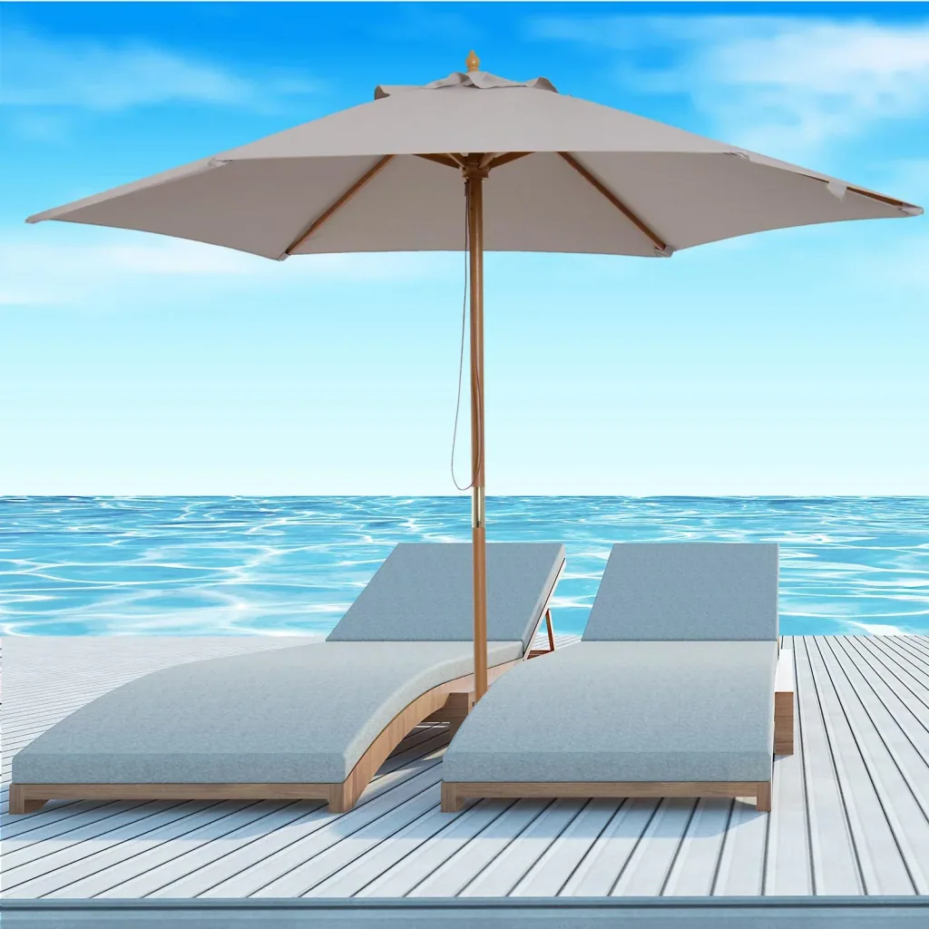 Parasol awning 3-stage bamboo 180/ polyester grey