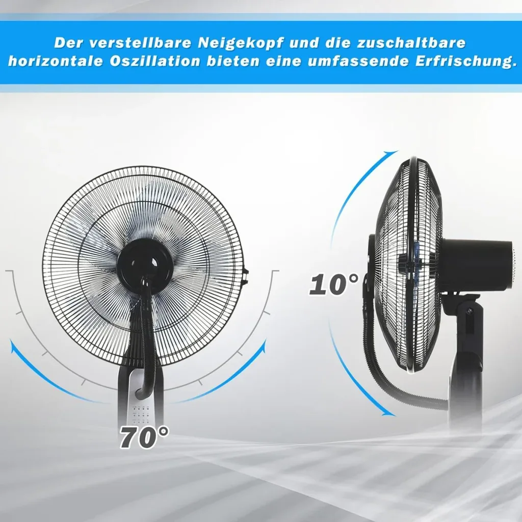 Pedestal fan with water atomizer black/silver