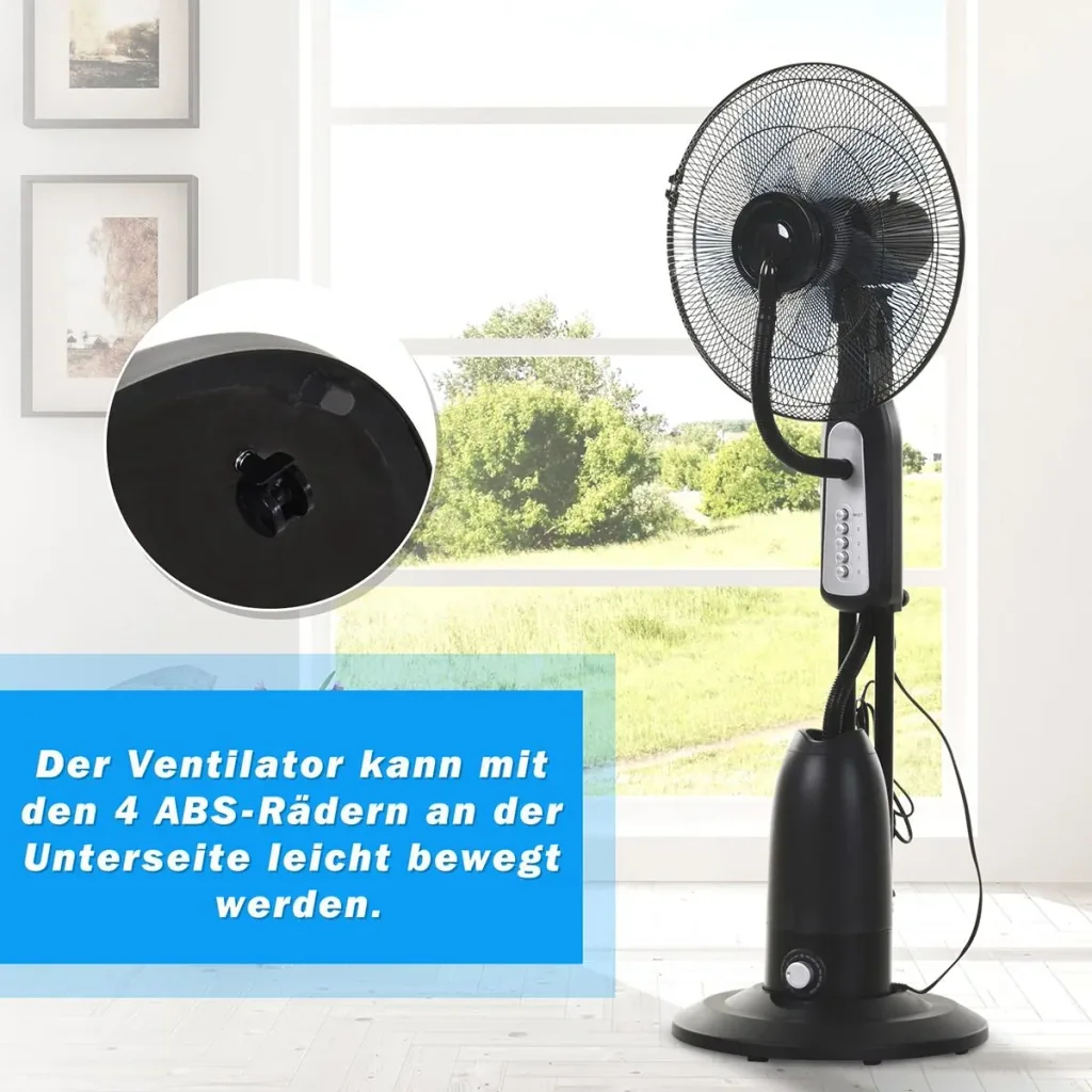 Pedestal fan with water atomizer black/silver