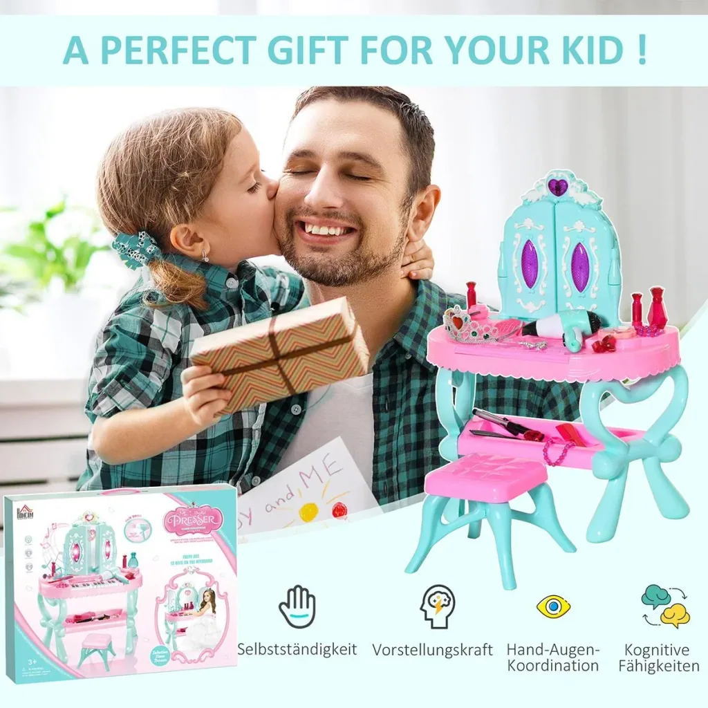 2 in 1 children's dressing table with stool