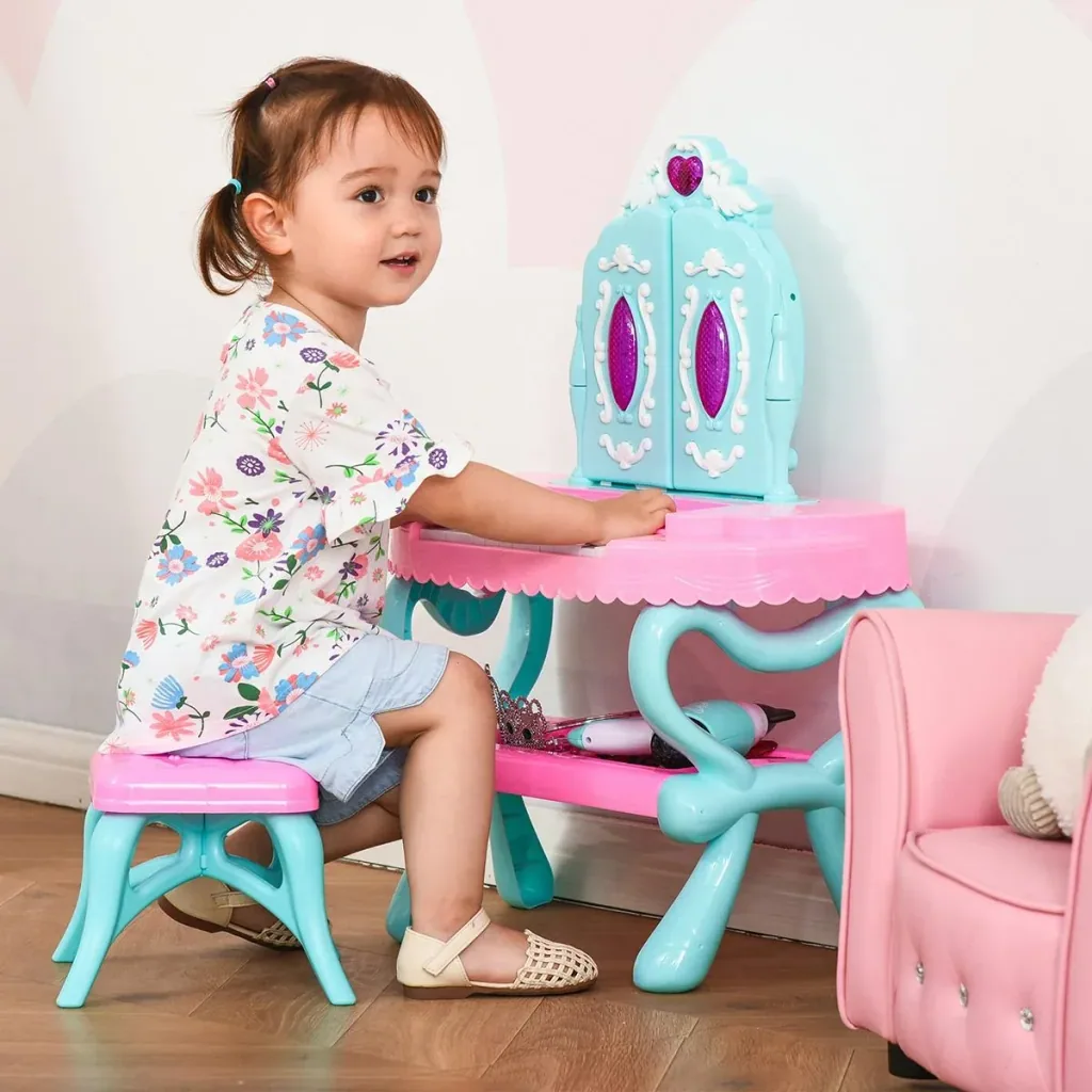 2 in 1 children's dressing table with stool