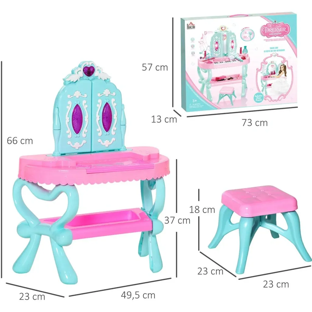 2 in 1 children's dressing table with stool
